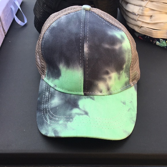 Blue tie dye high ponytail hat - Picture 6 of 7